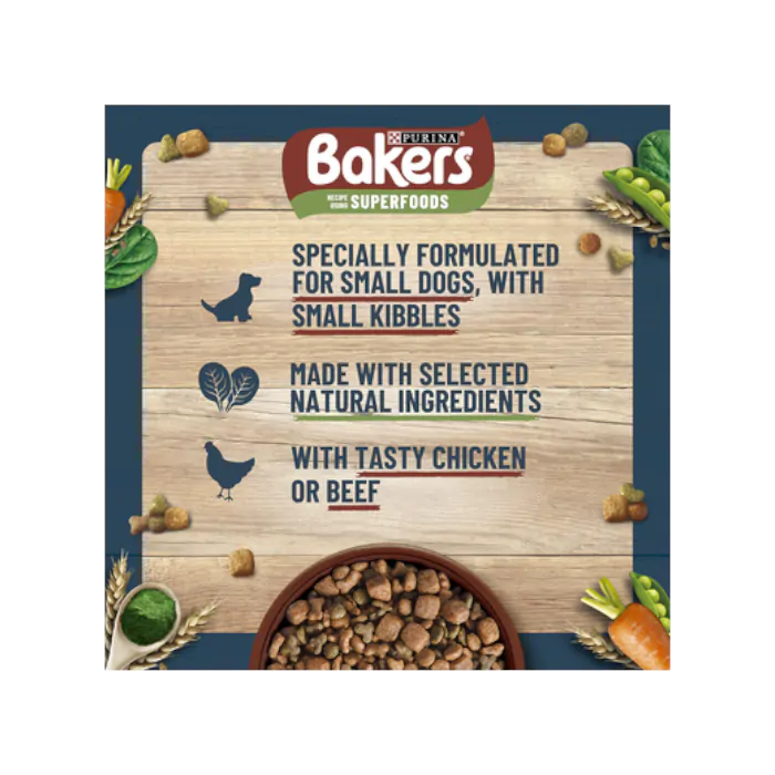 Purina Bakers Small Dog Beef with Vegetables Dry Dog Food 2.85kg