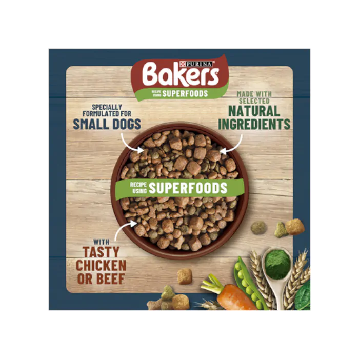 Purina Bakers Small Dog Beef with Vegetables Dry Dog Food 2.85kg