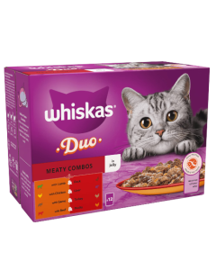 Whiskas Adult Cat Pouches Duo Meaty Combos in Jelly (12x85g)