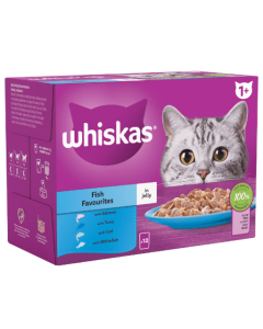 Whiskas Adult Cat Food Pouches in Jelly (12x85g) - Fish Favourites