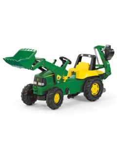 Rolly John Deere Tractor With Front Loader & Rear Excavator