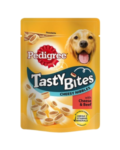 Pedigree Tasty Bites Dog Treats Cheesy Nibbles With Cheese & Beef 140g